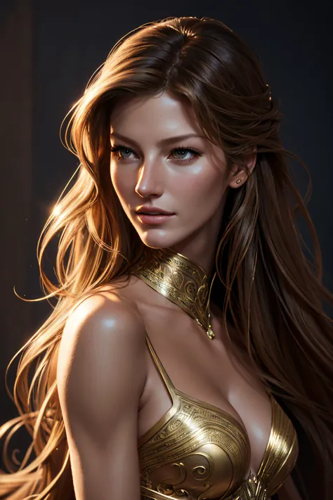 Gisele Bündchen, sexy clothes, character portrait, 2 9 9 0 s, long hair, intricate, elegant, highly detailed, digital painting, artstation, concept art, smooth, sharp focus, illustration, art by wlop, charlie bowater and alexandra fomina