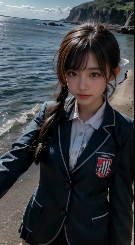 schoolgirls, Bust photo, sea beach, spray