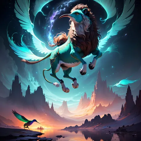 At the heart of the composition, majestic creatures gracefully traverse an otherworldly landscape, their forms bathed in a soft, ethereal glow. The AI program, with its intricate algorithms, breathes life into each animal, capturing their essence with a de...