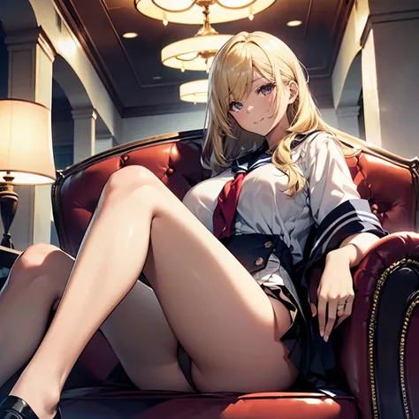 (((Sitting on a sofa in the lobby of a luxury hotel, legs wide open))), extremely detailed CG unified 8k wallpaper, (top-quality,High resolution,(Ultra high definition,4K), (超A high resolution,in 8K),masutepiece:1.2), (Perfect Anatomy,Anatomically accurate...