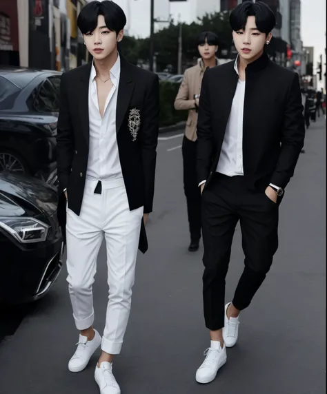 Jimin de BTS en traje blanco