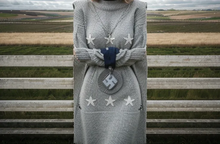 arafed woman in a white and grey sweater standing in a field, beautiful nordic woman, portrait of nordic girl, inspired by mads berg, in the countryside, inspired by Louisa Matthíasdóttir, erik johansson style, inspired by Nína Tryggvadóttir, inspired by J...