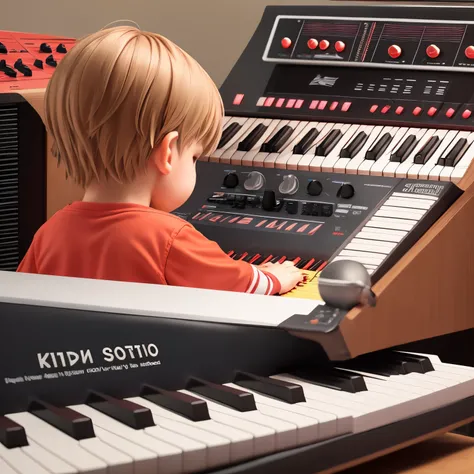 album cover of a kid playing a synthesizer