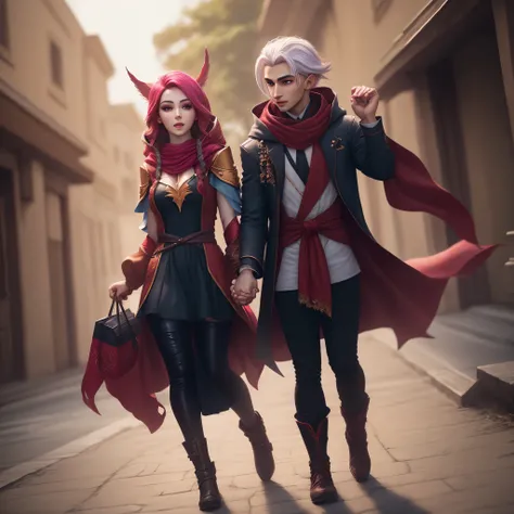 Rakan and Xayah holding hands