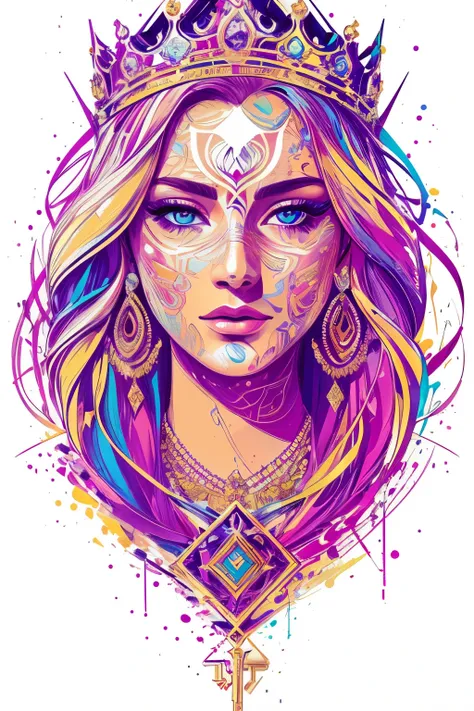 Highly detailed, High Quality, Masterpiece, beautiful, FISideRight, 1girl, solo, ((best quality)), ((masterpiece)), (detailed), perfect face, abstract beauty, Create a digital art work in pop art style, luxury elegance bold with hint of feminine, happy & y...