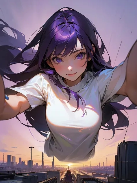 (1girl in:1.3), (Photorealistic:1.4), (masutepiece, of the highest quality, Best Quality, Official art), ighly detailed, highest details, (Ultra-detailed), ((extremely delicate and beautiful)), Cinematic Light, Contemporary, Silky long hair, (Purple hair),...