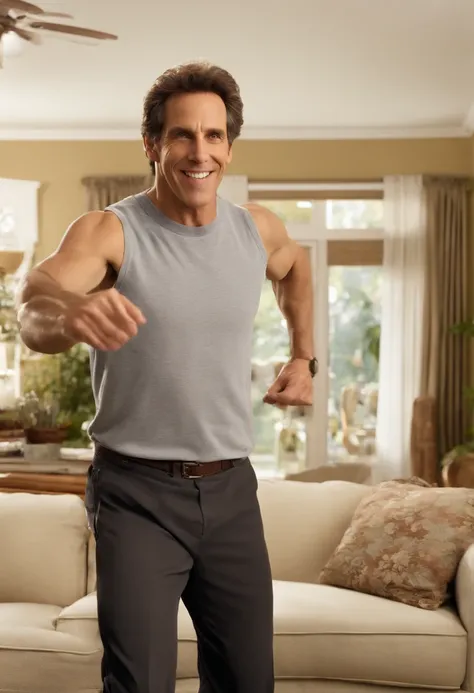 A photo of Greg practicing his dance moves in the living room,Meet the Parents film series,Greg Focker, the fictional character portrayed by Ben Stiller in the “Meet the Parents” film series, presents as an everyman with a relatable and approachable demean...