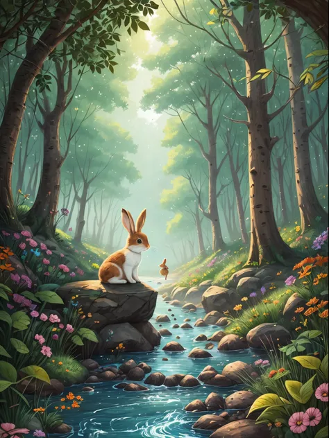 The little rabbit heard about a mysterious treasure，It decided to embark on a treasure hunt。On a sunny morning，Full of curiosity and adventure，Embark on this journey full of unknowns。it passes through the green woods，Jump over the clear stream，Encountered ...