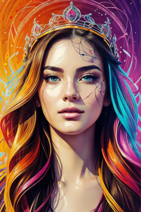 Highly detailed, High Quality, Masterpiece, beautiful, FISideRight cafe, 1girl, solo, ((best quality)), ((masterpiece)), (detailed), perfect face, abstract beauty, Create a digital art work in pop art style, luxury elegance bold with hint of feminine, happ...