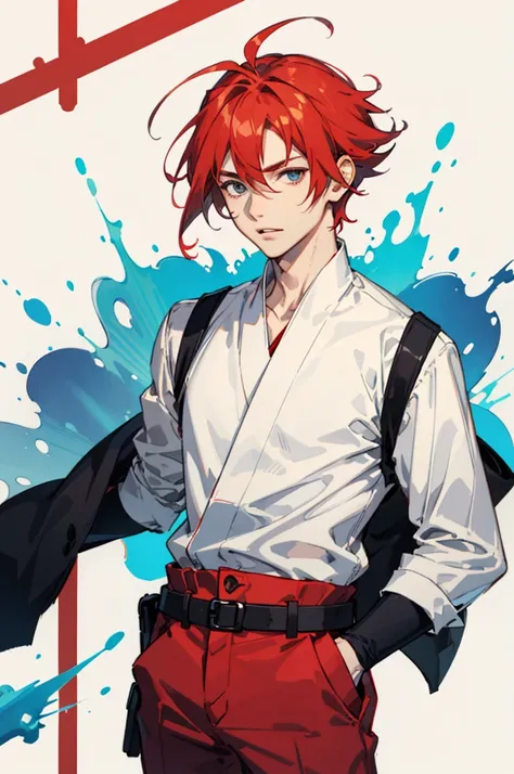 Red-haired short-haired　Background white　Handsome man
one person　distribution　ember　Anime style