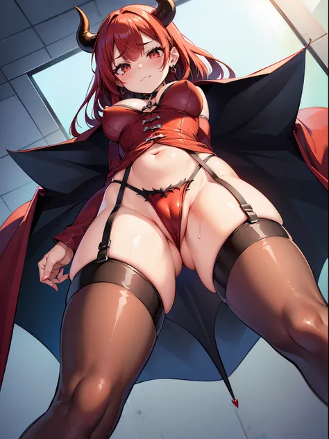 ((SFW)), (RAW Photos, Best Quality), (animesque: 1.2), Solo, (((Female Devil, succubus, Bewitching figure))), (Sharp facial features), (smaller face), Beautiful breasts, (High Detail Skin: 1.2), 鎖骨, Pretty face, Beautiful eyes, long eyelashes, (red hair me...