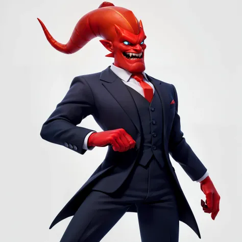 masterpiece, best quality, T pose, Nergal from The Grim Adventures of Billy & Mandy in Santa Business Suit: Visualize Nergal with fiery red skin reminiscent of venom, adorned in a Santa-color business suit. Picture him wearing a sharp, pointy-horned crown,...