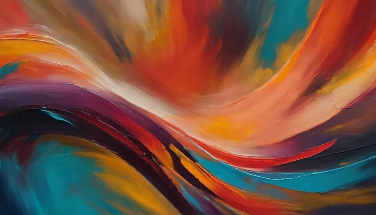 a close-up shot of a vibrant abstract painting, showcasing the bold brushstrokes and contrasting colors that create a visually striking background