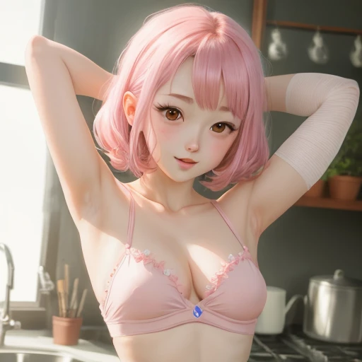 Anime Girl whit shaved pink armpits and a Pink Pussy