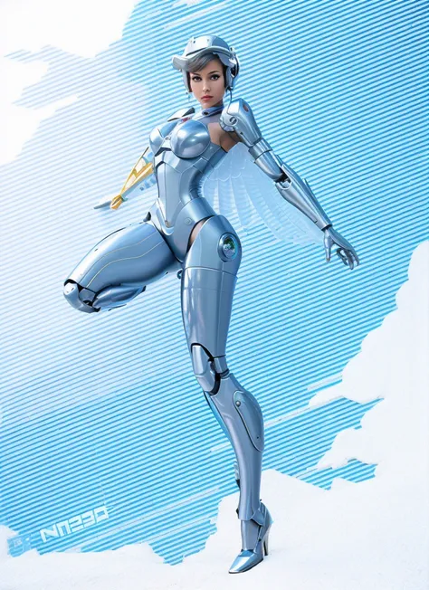 un primer plano de una caricatura de una mujer con traje, Hermosa chica cyborg pinup, beautiful cyborg angel girl, Perfecto anime cyborg mujer, Futuristic robot angel, Hermosa chica cyborg, linda chica cyborg, as a retro futuristic heroine, Chica cyborg, C...