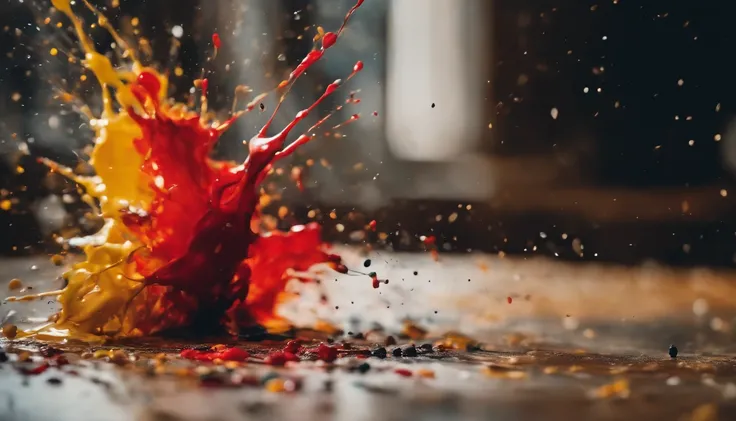 a dynamic action shot of paint splatters on a canvas, showcasing the bold and expressive nature of abstract art as a background