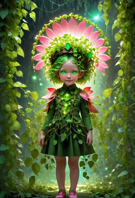 Fragmentation [green color：in pink： 0.5] The subject, （（（gradient backgrounds： 1.1））），in a panoramic view, （（（Full body lesbian）））, Best quality, tmasterpiece, 超高分辨率, (真实感:1.4), hoang lap, Cinema lights, (Cute girls)，（Anatomical correct），（（Vine and flower ...