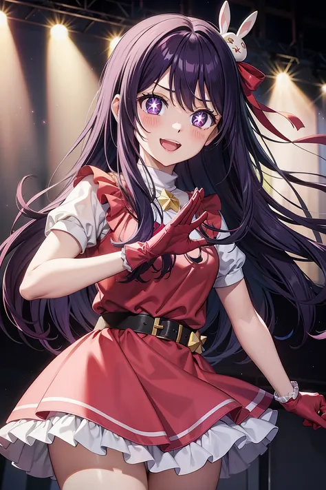 ai hoshino, ai hoshino, hair between eye, hair ornament, hair ribbon, long hair, one side up, (purple eyes), purple hair, rabbit...