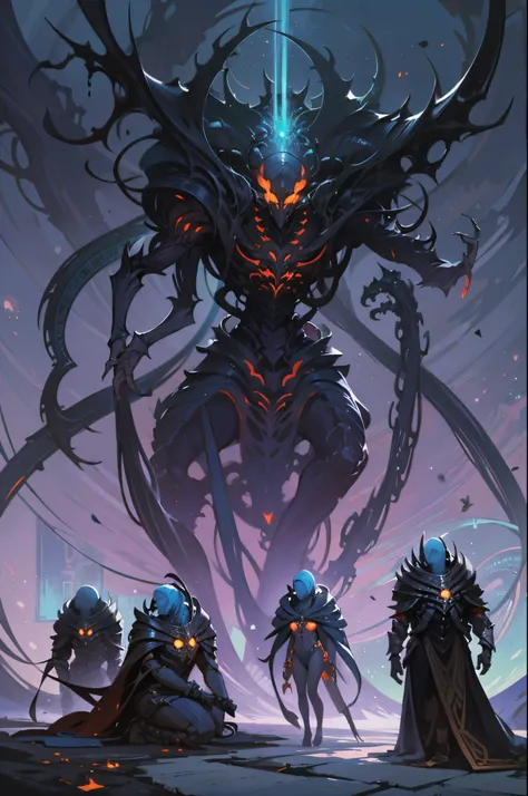 Peter Mohrbacher, Artstation, Void and Chaos, Void Creatures, Void Outer Beasts, Aliens in Cosmic Space, dark sci-fi art, lolth, infested art, cosmic horror concept art