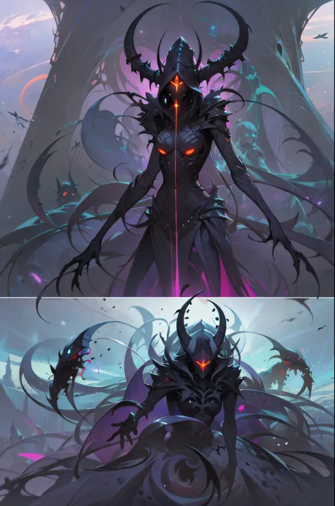 Peter Mohrbacher, Artstation, Void and Chaos, Void Creatures, Void Outer Beasts, Aliens in Cosmic Space, dark sci-fi art, lolth, infested art, cosmic horror concept art