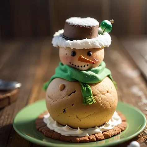 gingerbread cookies in the form of a grandfather snowman, covered with icing,green and red,New Years mood, a lot of details,lies on the table in the table --auto --s2