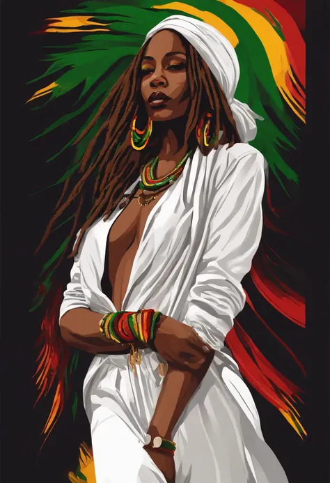 vector art,smudge art(1girl rasta with white clothes)mafia