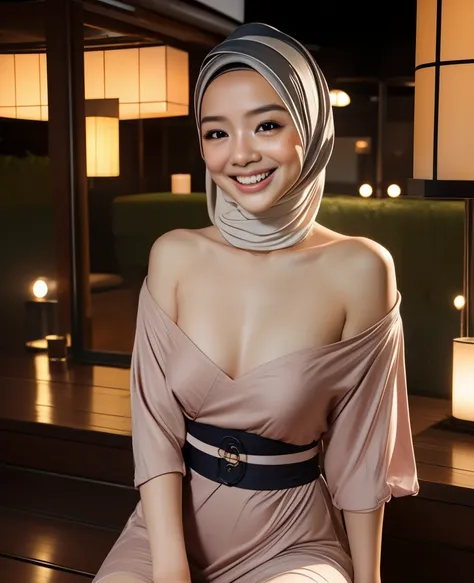 HIJAB MALAY GIRL, masutepiece, High quality, UHD 32K, Realistic face, Realistic skin feeling , A Japanese Lady, 8 years old, Little Girl, Very cute and baby-like face, Womens Competition One-Piece Swimsuit, Sitting, itting open legs, Spread Leg, (((facials...