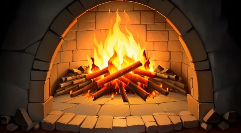 Fireplace with flames and logs in stone oven on black background, Hearth fireplace, roar of fire, Fire, campfire background, Research the open rift portal in Hell, bathed in firelight, fire and explosions, blazing fire, campfires, realistic fire sharp focu...