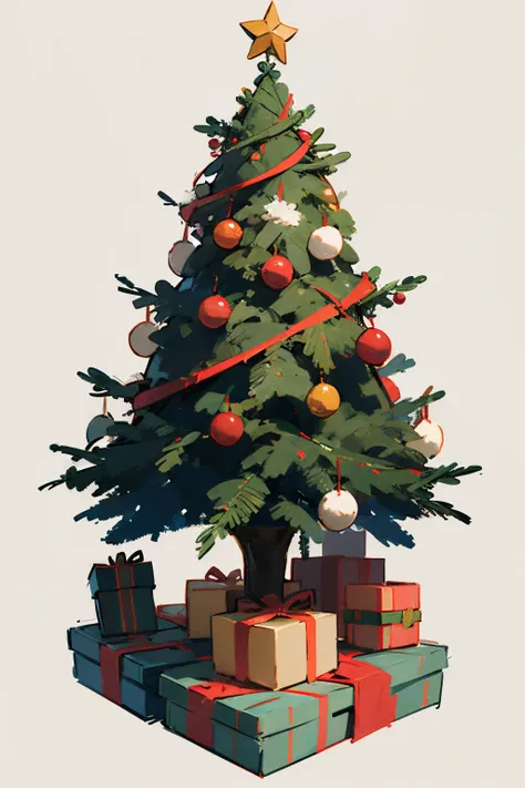 Christmas tree，illustration，multiple small objects