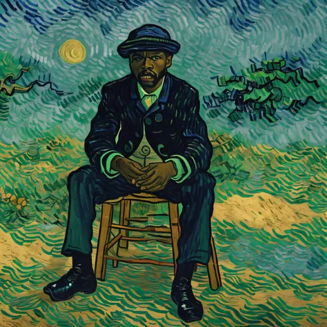 tem um homem negro sentado num banco, directed by: van gogh