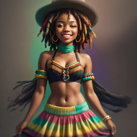 arte do vetor, blur art (1girl negra sorrindo rasta com roupas brancas) mafia