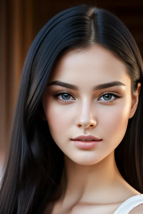 25 years old girl portrait black hair, russian, beautiful face, perfect face, ultra realistic