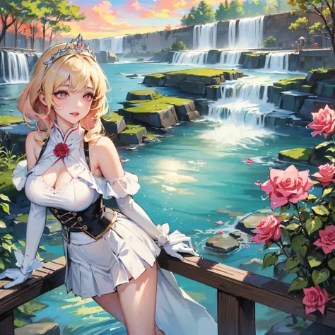 official art, masterpiece, sharp focus, (beautiful gorgeous cute Korean woman:1.3), (beautiful cute korean:1.3), korean beauty, Delicate and beautiful hair and eyes and face, realistic, ultra detailed, beautiful girl, blue sky, glow white particle, (sideli...