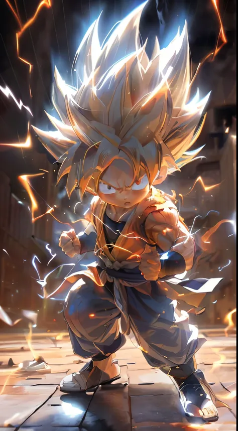 a cartoon image of a young goku with a glowing face, 4k anime wallpaper, anime wallpaper 4 k, anime wallpaper 4k, 4 k manga wall...