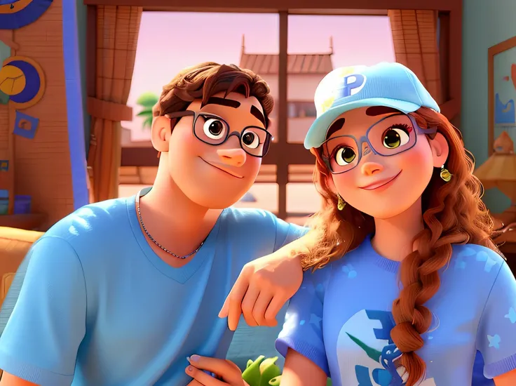 Um casal estilo disney pixar, alta qualidade, melhor qualidade