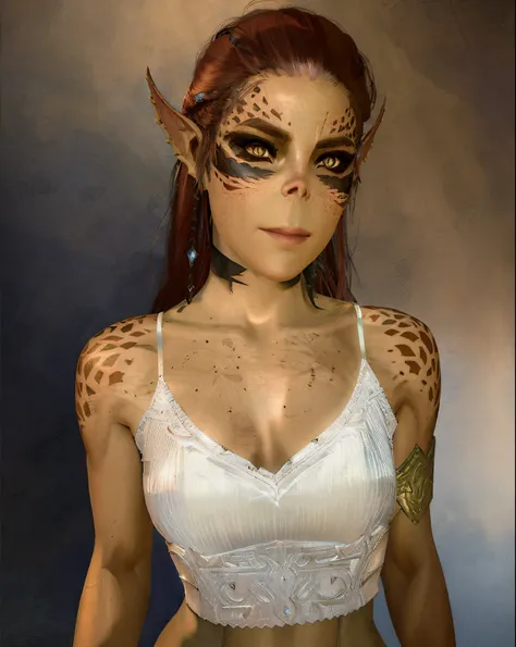 Laezel from Baldurs Gate 3, a close up of a woman in armor with a sword, half orc half elf woman, hyperdetailed fantasy character, portrait of an elven warrior, dark elf maiden, half elf woman, elven armor, wearing sculpted textured armor, elven character ...