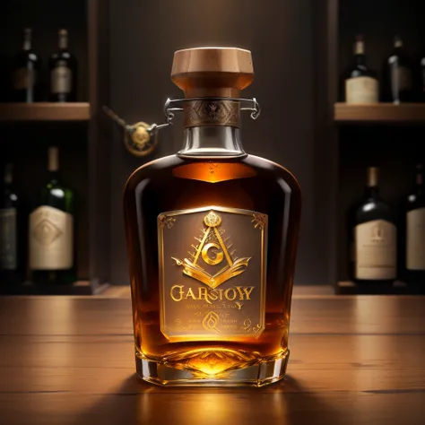 Masonic emblem whiskey bottle