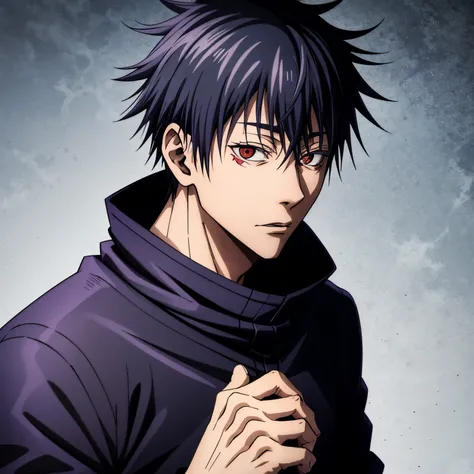 Satoru gojo, jjk art, jujutsu kaisen art, black hair, red eyes, no eyelash