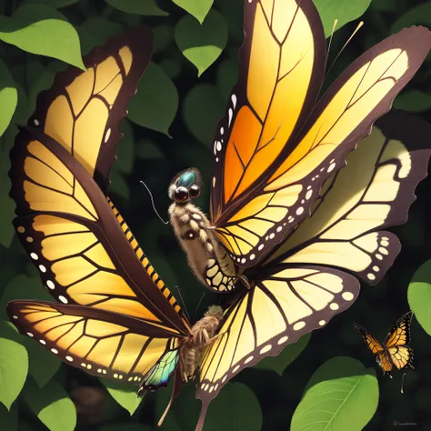 Butterfly emerging from its chrysalis