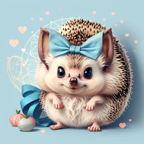 (cute baby hedgehog with blue bow and lots hearts), Munchkin ,Geometric multidimensional wall portrait, livro de arte, Tchibi,
Yang08k, Beautiful, Colouring,
Obras, of the highest quality, best quality, Arte Oficial, Beautiful and Aesthetic,