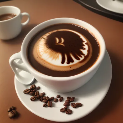 A cup of steamed coffee in the shape of a butterfly