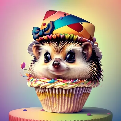 (ute baby hedgehog with hat, a bow and lots cupcakes),(melhor pose),(best angle), (better expression), Eduardo Kobra acolchoamento ,multidimensional geometric wall PORTRAIT, arte, Chibi,
Yang08k, lindo, Colouring,
Primary works, qualidade superior, melhor ...