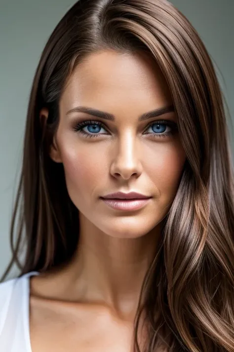 realistic face 35 year old brunette model