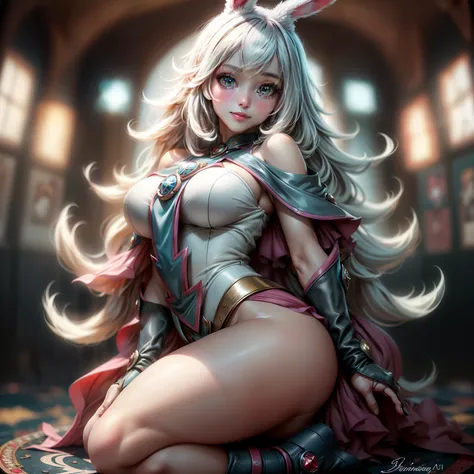 28 year old beauty，Rabbit Ears usa ropa interior adornada con piel blanca，He looks back playfully，El cabello y su esponjosidad，Los ojos son grandes，Divirtiendo，Looking at the camera directly，mejor calidad， tmasterpiece， A high resolution， Estar rojo en la ...