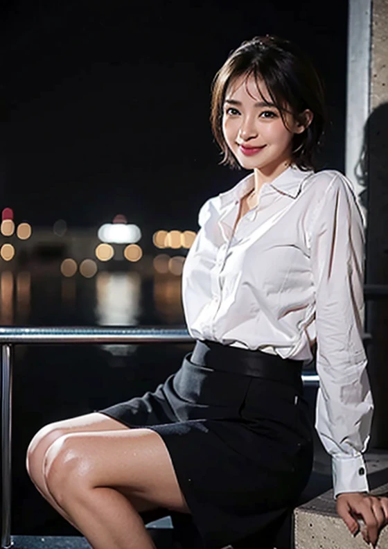 (8k, best quality, masterpiece: 1.2), (realistic, photo-realistic: 1.37), ultra-detailed, 1 girl, cute, solo, beautiful detailed sky, detailed cafe, night, sitting, date , (blushing nose), (smile: 1.15), (mouth closed) small breasts, beautiful detailed eye...