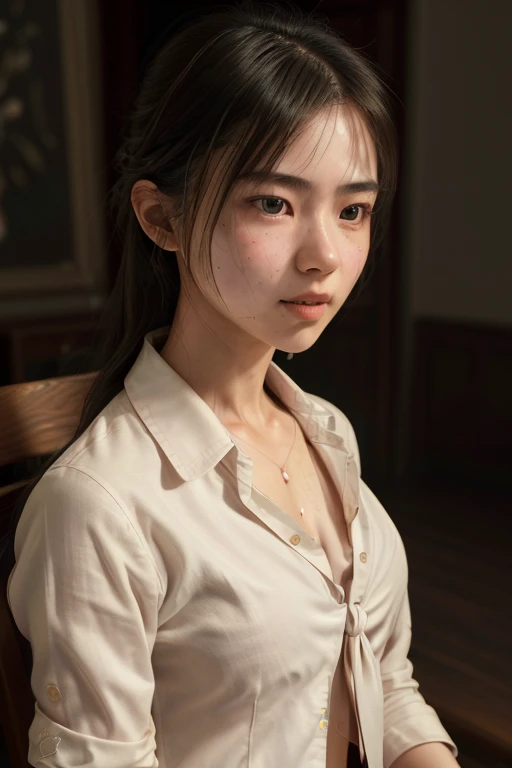 1girl, 20 years old, acjc, detailed abs, school shirt, neck tie, open shirt, 8K,8k uhd,dslr,Nikon Z9, soft lighting,high quality,film grain,((cinematic look)),soothing tones,insane details,intricate details,hyperdetailed, epic realistic, real picture, intr...