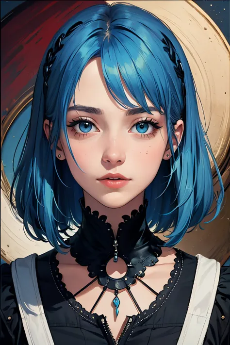 ((best quality)), ((masterpiece)), (detailed), perfect face,blue hair