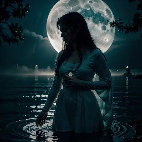 Ghost, glow, mist, woman, moonlight, magic, spell, moon water