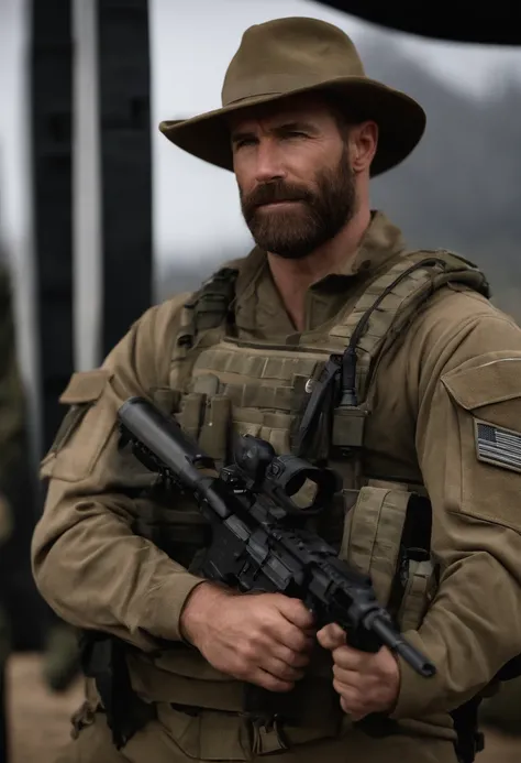 A photo of Captain Price having a one-on-one mentoring session with a junior officer,Modern Warfare series,Captain John Price is a tall man in his 30s, famously portrayed by actor Barry Sloane. He wears a boonie hat, has a mutton chops styled beard, and of...