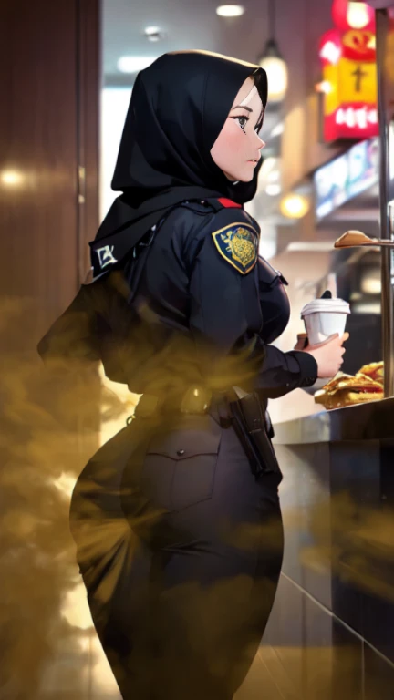 ((velocity)),Attacked by farts, (((Women farting))),(girl farting while ordering food)),frowned,velocity,(a female police), (wearing a police uniform),(standing facing the screen),(her butt facing the screen)) (wear hijab),(Asian woman),(fastfood restaurat...